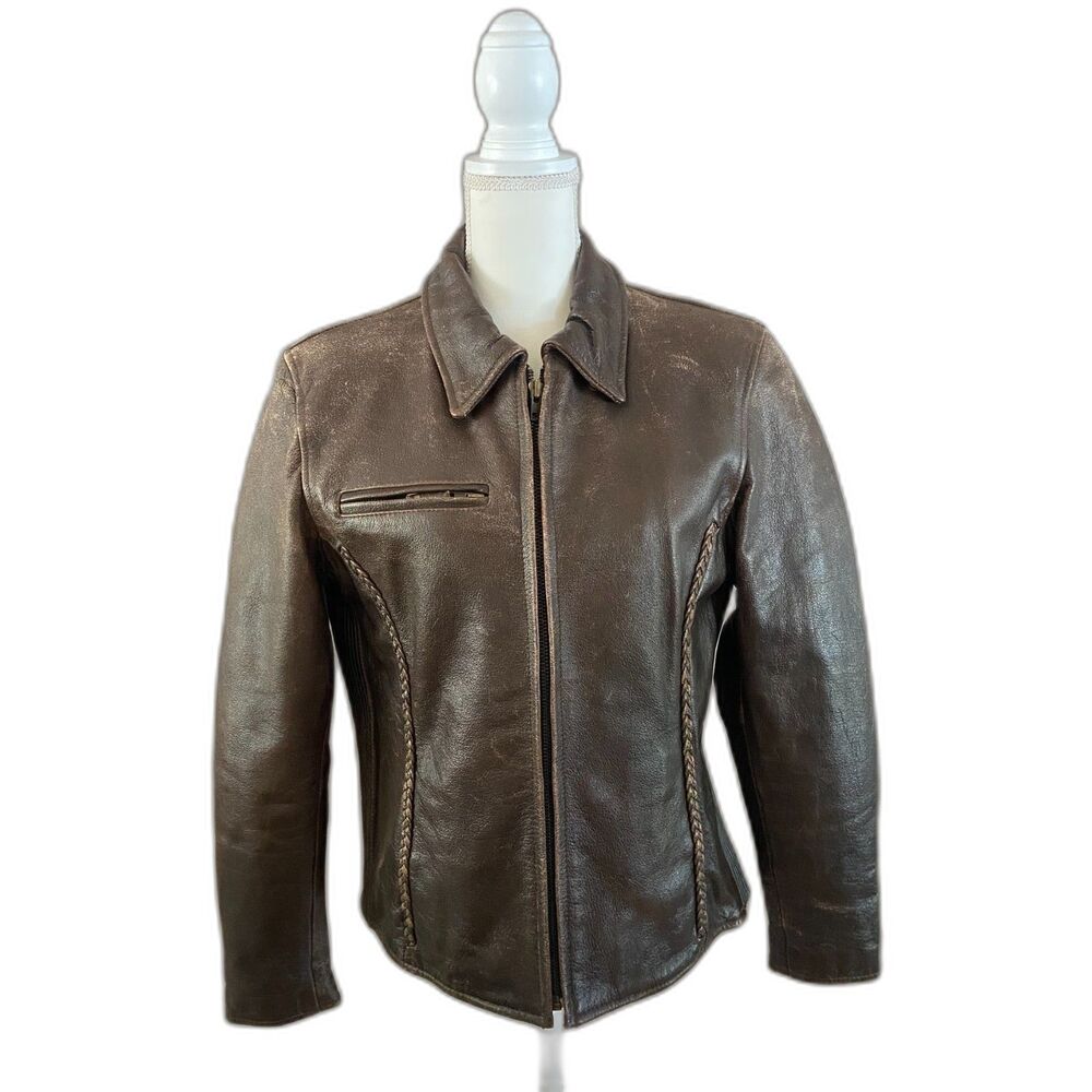 Milwaukee Leather by Shaf VTG Women's Brown Distressed Biker Jacket L